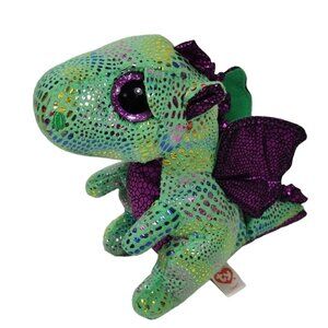 Ty Beanie Boos Cinder Dragon Plush Green Purple 2018 Stuffed Animal
